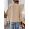 imageWomens Tops Swiss Dot Boho Long Sleeve Shirts V Neck Casual Chiffon Blouses Flowy Lace Hem Cute Clothing Trendy 2026Apricot