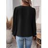 imageWomens Tops Swiss Dot Boho Long Sleeve Shirts V Neck Casual Chiffon Blouses Flowy Lace Hem Cute Clothing Trendy 2026Black