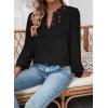 imageWomens Tops Swiss Dot Boho Long Sleeve Shirts V Neck Casual Chiffon Blouses Flowy Lace Hem Cute Clothing Trendy 2026Black