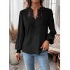 imageWomens Tops Swiss Dot Boho Long Sleeve Shirts V Neck Casual Chiffon Blouses Flowy Lace Hem Cute Clothing Trendy 2026Black