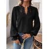 imageWomens Tops Swiss Dot Boho Long Sleeve Shirts V Neck Casual Chiffon Blouses Flowy Lace Hem Cute Clothing Trendy 2026Black