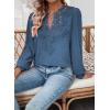 imageWomens Tops Swiss Dot Boho Long Sleeve Shirts V Neck Casual Chiffon Blouses Flowy Lace Hem Cute Clothing Trendy 2026Blue