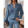 imageWomens Tops Swiss Dot Boho Long Sleeve Shirts V Neck Casual Chiffon Blouses Flowy Lace Hem Cute Clothing Trendy 2026Blue