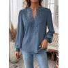 imageWomens Tops Swiss Dot Boho Long Sleeve Shirts V Neck Casual Chiffon Blouses Flowy Lace Hem Cute Clothing Trendy 2026Blue