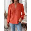 imageWomens Tops Swiss Dot Boho Long Sleeve Shirts V Neck Casual Chiffon Blouses Flowy Lace Hem Cute Clothing Trendy 2026Bright Orange