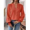 imageWomens Tops Swiss Dot Boho Long Sleeve Shirts V Neck Casual Chiffon Blouses Flowy Lace Hem Cute Clothing Trendy 2026Bright Orange