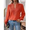imageWomens Tops Swiss Dot Boho Long Sleeve Shirts V Neck Casual Chiffon Blouses Flowy Lace Hem Cute Clothing Trendy 2026Bright Orange