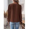 imageWomens Tops Swiss Dot Boho Long Sleeve Shirts V Neck Casual Chiffon Blouses Flowy Lace Hem Cute Clothing Trendy 2026Brown