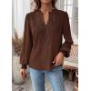 imageWomens Tops Swiss Dot Boho Long Sleeve Shirts V Neck Casual Chiffon Blouses Flowy Lace Hem Cute Clothing Trendy 2026Brown