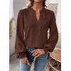 imageWomens Tops Swiss Dot Boho Long Sleeve Shirts V Neck Casual Chiffon Blouses Flowy Lace Hem Cute Clothing Trendy 2026Brown