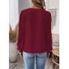 imageWomens Tops Swiss Dot Boho Long Sleeve Shirts V Neck Casual Chiffon Blouses Flowy Lace Hem Cute Clothing Trendy 2026Burgundy