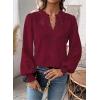 imageWomens Tops Swiss Dot Boho Long Sleeve Shirts V Neck Casual Chiffon Blouses Flowy Lace Hem Cute Clothing Trendy 2026Burgundy