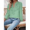 imageWomens Tops Swiss Dot Boho Long Sleeve Shirts V Neck Casual Chiffon Blouses Flowy Lace Hem Cute Clothing Trendy 2026Cyan