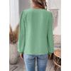 imageWomens Tops Swiss Dot Boho Long Sleeve Shirts V Neck Casual Chiffon Blouses Flowy Lace Hem Cute Clothing Trendy 2026Cyan