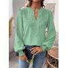 imageWomens Tops Swiss Dot Boho Long Sleeve Shirts V Neck Casual Chiffon Blouses Flowy Lace Hem Cute Clothing Trendy 2026Cyan