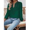 imageWomens Tops Swiss Dot Boho Long Sleeve Shirts V Neck Casual Chiffon Blouses Flowy Lace Hem Cute Clothing Trendy 2026Dark Green