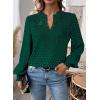 imageWomens Tops Swiss Dot Boho Long Sleeve Shirts V Neck Casual Chiffon Blouses Flowy Lace Hem Cute Clothing Trendy 2026Dark Green