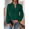 imageWomens Tops Swiss Dot Boho Long Sleeve Shirts V Neck Casual Chiffon Blouses Flowy Lace Hem Cute Clothing Trendy 2026Dark Green