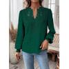 imageWomens Tops Swiss Dot Boho Long Sleeve Shirts V Neck Casual Chiffon Blouses Flowy Lace Hem Cute Clothing Trendy 2026Dark Green