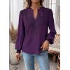 imageWomens Tops Swiss Dot Boho Long Sleeve Shirts V Neck Casual Chiffon Blouses Flowy Lace Hem Cute Clothing Trendy 2026Dark Purple