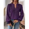 imageWomens Tops Swiss Dot Boho Long Sleeve Shirts V Neck Casual Chiffon Blouses Flowy Lace Hem Cute Clothing Trendy 2026Dark Purple