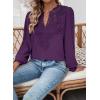 imageWomens Tops Swiss Dot Boho Long Sleeve Shirts V Neck Casual Chiffon Blouses Flowy Lace Hem Cute Clothing Trendy 2026Dark Purple