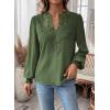 imageWomens Tops Swiss Dot Boho Long Sleeve Shirts V Neck Casual Chiffon Blouses Flowy Lace Hem Cute Clothing Trendy 2026Green