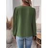 imageWomens Tops Swiss Dot Boho Long Sleeve Shirts V Neck Casual Chiffon Blouses Flowy Lace Hem Cute Clothing Trendy 2026Green