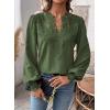 imageWomens Tops Swiss Dot Boho Long Sleeve Shirts V Neck Casual Chiffon Blouses Flowy Lace Hem Cute Clothing Trendy 2026Green