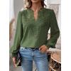 imageWomens Tops Swiss Dot Boho Long Sleeve Shirts V Neck Casual Chiffon Blouses Flowy Lace Hem Cute Clothing Trendy 2026Green