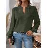 imageWomens Tops Swiss Dot Boho Long Sleeve Shirts V Neck Casual Chiffon Blouses Flowy Lace Hem Cute Clothing Trendy 2026Green1