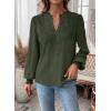 imageWomens Tops Swiss Dot Boho Long Sleeve Shirts V Neck Casual Chiffon Blouses Flowy Lace Hem Cute Clothing Trendy 2026Green1