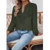 imageWomens Tops Swiss Dot Boho Long Sleeve Shirts V Neck Casual Chiffon Blouses Flowy Lace Hem Cute Clothing Trendy 2026Green1