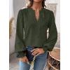 imageWomens Tops Swiss Dot Boho Long Sleeve Shirts V Neck Casual Chiffon Blouses Flowy Lace Hem Cute Clothing Trendy 2026Green1