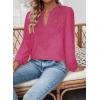 imageWomens Tops Swiss Dot Boho Long Sleeve Shirts V Neck Casual Chiffon Blouses Flowy Lace Hem Cute Clothing Trendy 2026Hot Pink