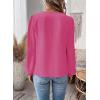 imageWomens Tops Swiss Dot Boho Long Sleeve Shirts V Neck Casual Chiffon Blouses Flowy Lace Hem Cute Clothing Trendy 2026Hot Pink