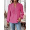 imageWomens Tops Swiss Dot Boho Long Sleeve Shirts V Neck Casual Chiffon Blouses Flowy Lace Hem Cute Clothing Trendy 2026Hot Pink