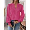 imageWomens Tops Swiss Dot Boho Long Sleeve Shirts V Neck Casual Chiffon Blouses Flowy Lace Hem Cute Clothing Trendy 2026Hot Pink