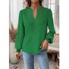 imageWomens Tops Swiss Dot Boho Long Sleeve Shirts V Neck Casual Chiffon Blouses Flowy Lace Hem Cute Clothing Trendy 2026Kelly Green
