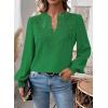 imageWomens Tops Swiss Dot Boho Long Sleeve Shirts V Neck Casual Chiffon Blouses Flowy Lace Hem Cute Clothing Trendy 2026Kelly Green
