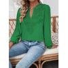 imageWomens Tops Swiss Dot Boho Long Sleeve Shirts V Neck Casual Chiffon Blouses Flowy Lace Hem Cute Clothing Trendy 2026Kelly Green