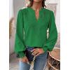 imageWomens Tops Swiss Dot Boho Long Sleeve Shirts V Neck Casual Chiffon Blouses Flowy Lace Hem Cute Clothing Trendy 2026Kelly Green