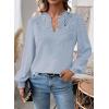 imageWomens Tops Swiss Dot Boho Long Sleeve Shirts V Neck Casual Chiffon Blouses Flowy Lace Hem Cute Clothing Trendy 2026Light Blue