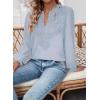 imageWomens Tops Swiss Dot Boho Long Sleeve Shirts V Neck Casual Chiffon Blouses Flowy Lace Hem Cute Clothing Trendy 2026Light Blue
