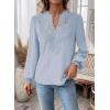 imageWomens Tops Swiss Dot Boho Long Sleeve Shirts V Neck Casual Chiffon Blouses Flowy Lace Hem Cute Clothing Trendy 2026Light Blue