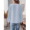 imageWomens Tops Swiss Dot Boho Long Sleeve Shirts V Neck Casual Chiffon Blouses Flowy Lace Hem Cute Clothing Trendy 2026Light Blue
