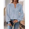 imageWomens Tops Swiss Dot Boho Long Sleeve Shirts V Neck Casual Chiffon Blouses Flowy Lace Hem Cute Clothing Trendy 2026Light Blue
