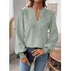 imageWomens Tops Swiss Dot Boho Long Sleeve Shirts V Neck Casual Chiffon Blouses Flowy Lace Hem Cute Clothing Trendy 2026Light Green