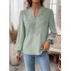 imageWomens Tops Swiss Dot Boho Long Sleeve Shirts V Neck Casual Chiffon Blouses Flowy Lace Hem Cute Clothing Trendy 2026Light Green