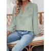 imageWomens Tops Swiss Dot Boho Long Sleeve Shirts V Neck Casual Chiffon Blouses Flowy Lace Hem Cute Clothing Trendy 2026Light Green